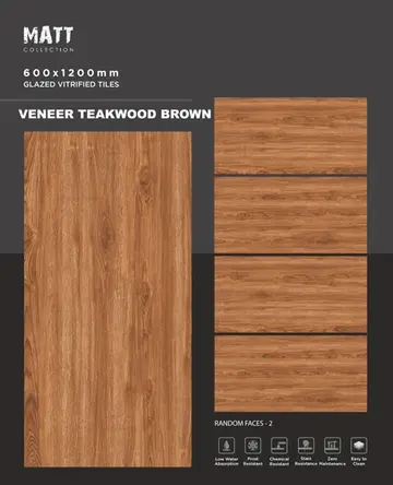 20120 Veneer TeakWood Brown – Gạch Nhập Khẩu Ấn Độ · 20x120