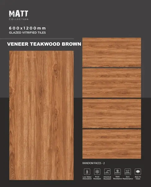 20120 Veneer TeakWood Brown – Gạch Nhập Khẩu Ấn Độ – 20x120